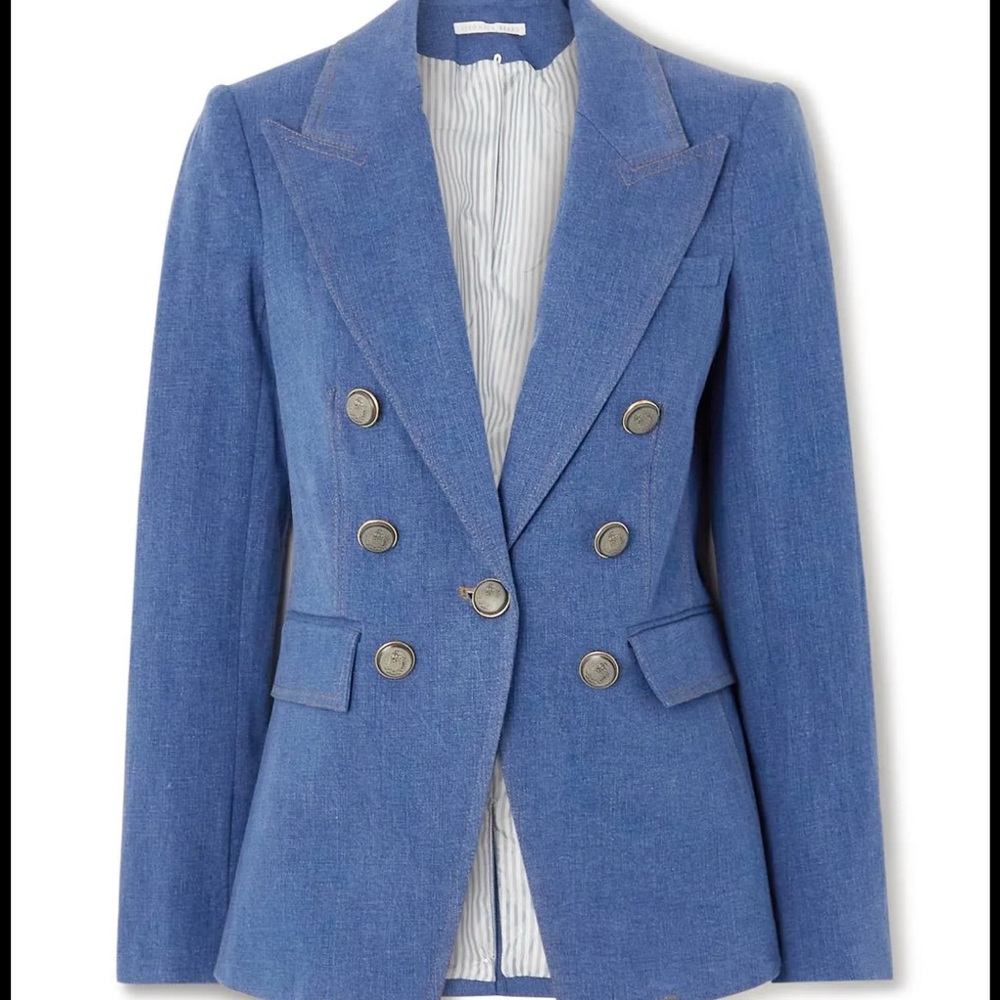 Veronica Beard Blue Blazer with Tailored Fit and Structured Shoulders